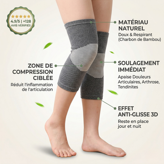 Genouillère de compression en fibres de bambou, légère et respirante pour soutien du genou