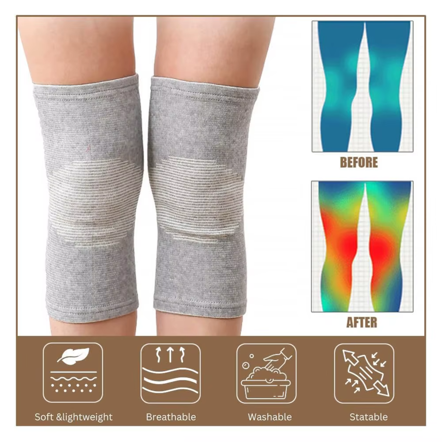 Genouillère de compression en bambou